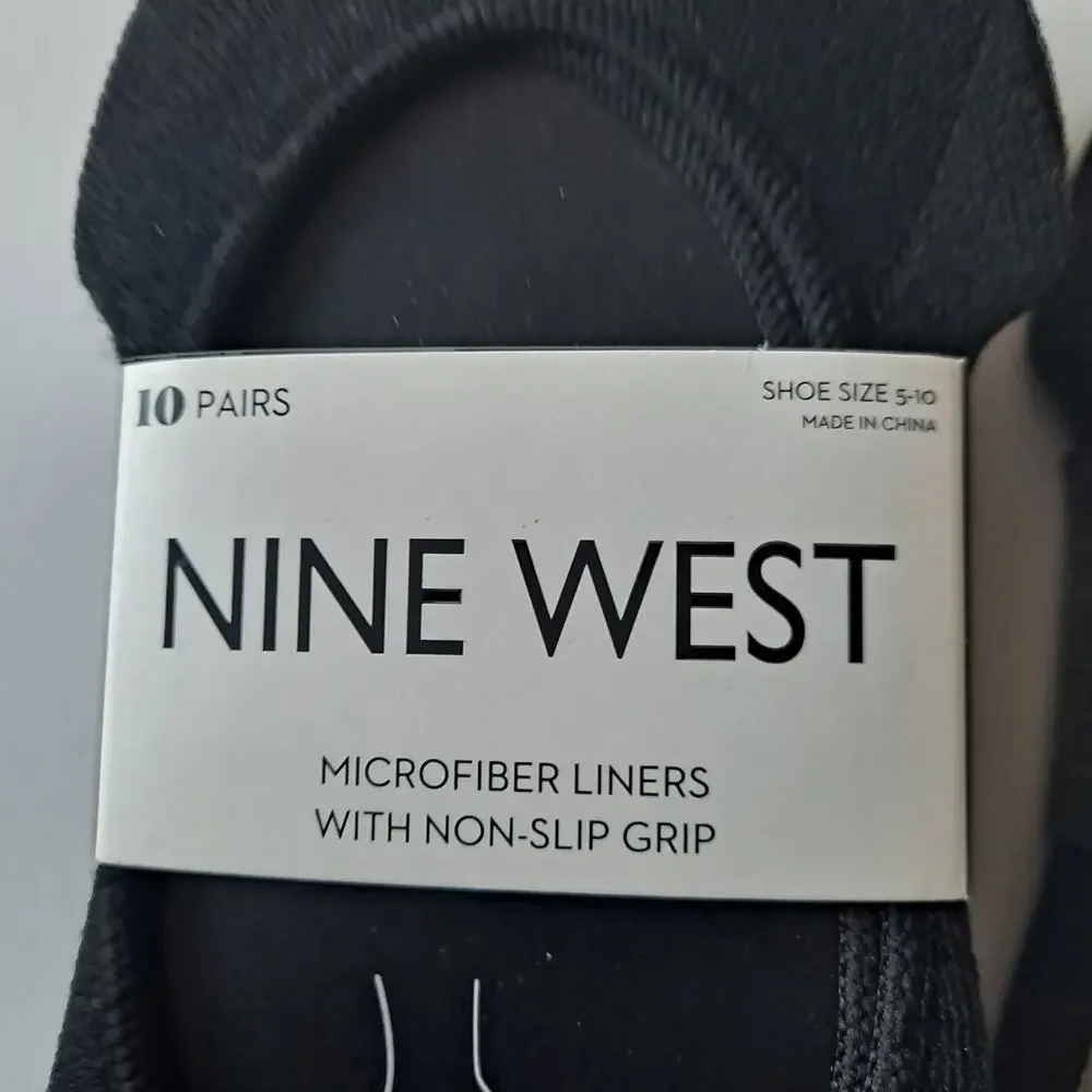 NWT Nine West 20 Pairs Non-Slip Grip No Show Socks Black White Womens Size 5-10